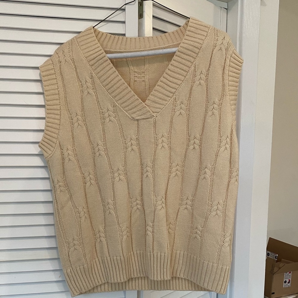 Nude cable sweater vest